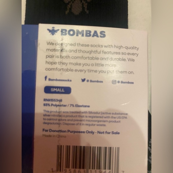 Bombas 2 Pairs Unisex Black Socks Size Small - Picture 6 of 8